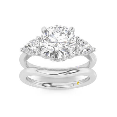 Celestia Lab Grown Round Diamond Engagement Ring with the Luna Wedding Band | 18K White Gold 3 1/10 ct. tw.