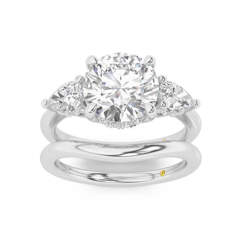 Celestia Lab Grown Round Diamond Engagement Ring with the Luna Wedding Band | 18K White Gold 3 1/10 ct. tw.