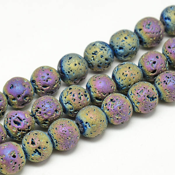 Electroplate Natural Lava Rock Beads Strands