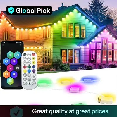 Permanent Outdoor Lights, Eaves Lights with Extension Connector & Remote Control, RGB Outdoor Lights with DIY Scene Modes fo...