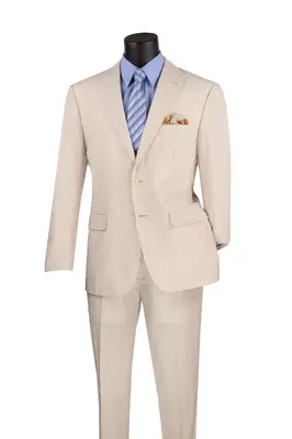 Vinci Mens 2Piece Seersucker Suit Notch Lapel Classic Fit