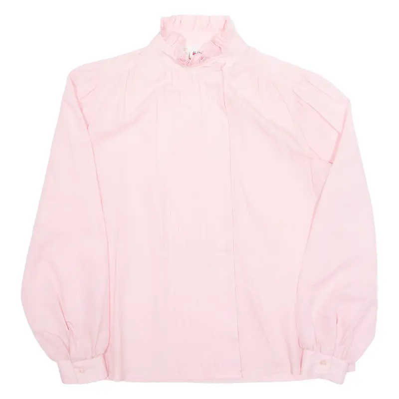 JUDY BOND Womens Shirt Pink Button Neck Long Sleeve 90s UK 8