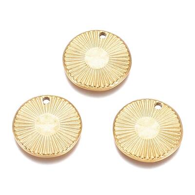Textured Flat Round 304 Stainless Steel Pendants