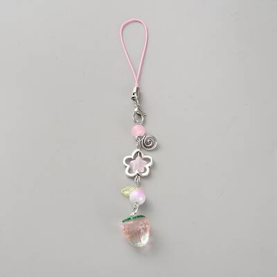 Plastic Strawberry Beads Mobile Straps