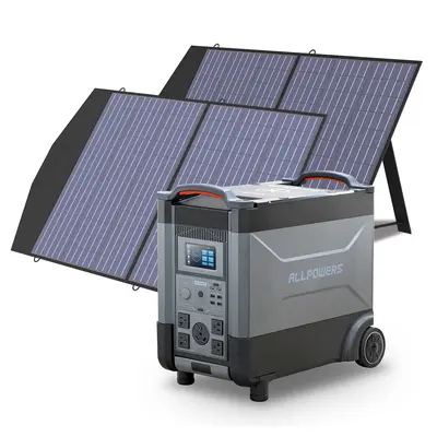 4000W Portable Power Station, 4000W 3600Wh Solar Generator with 2PCS 100W Solar Panels SP027