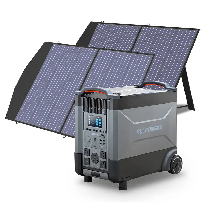 4000W Portable Power Station, 4000W 3600Wh Solar Generator with 2PCS 100W Solar Panels SP027