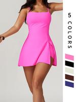 Women's Solid Color Adjustable Strap Lounge Dress, Casual Comfy Cami Loungewear Dresses for All Seasons, Ladies Sleepwear f...