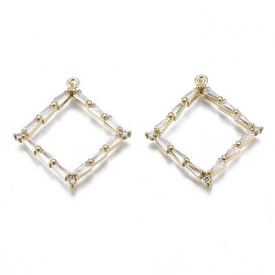 Brass Inlaid Clear Cubic Zirconia Pendants