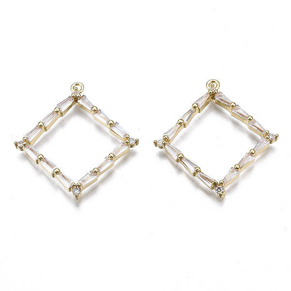 Brass Inlaid Clear Cubic Zirconia Pendants