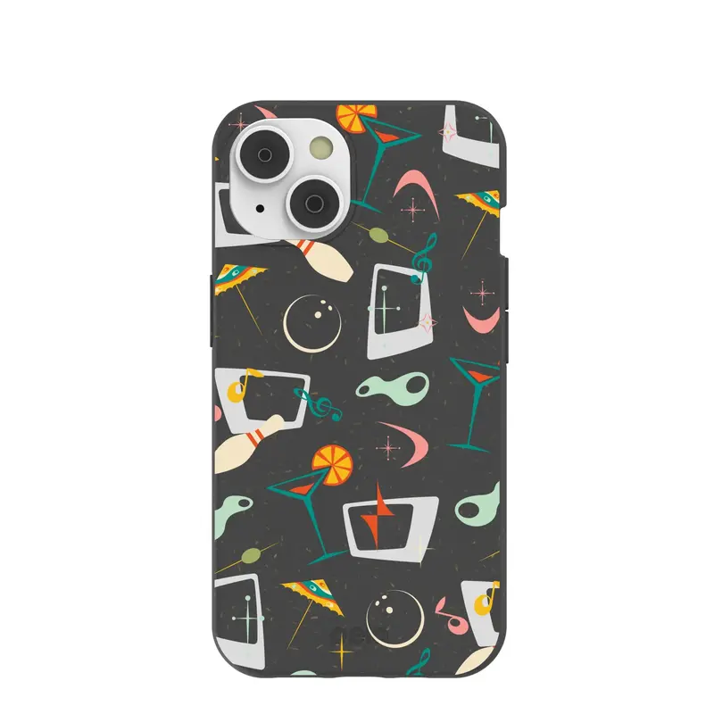 Black Mid Century Modern Party iPhone 14/16e Case