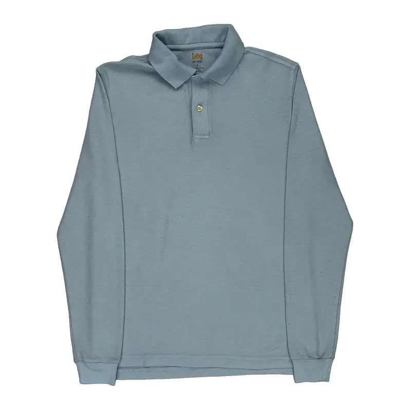 Lee Long Sleeve Polo Shirt - Large Blue Cotton Blend