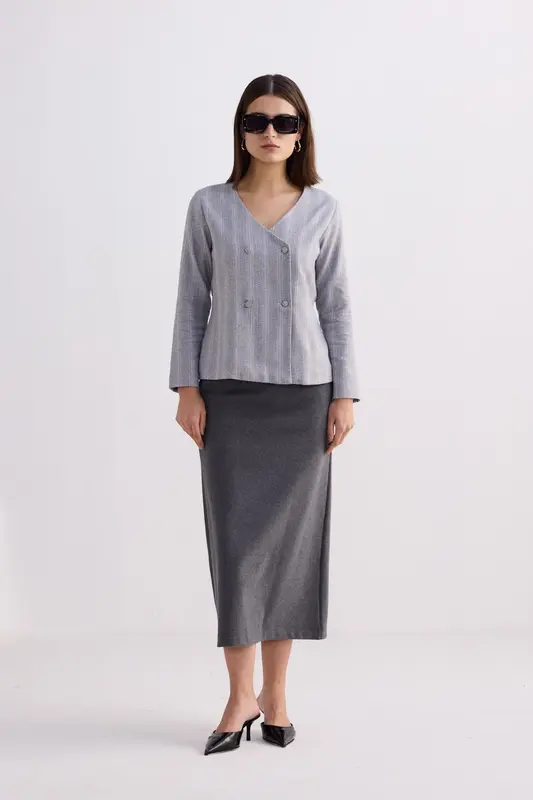 Fitted Cotton Tweed Jacket in Grey | Color: Silver Strides | Size: 3XL