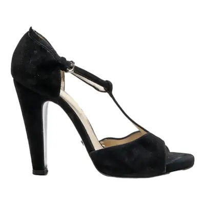 BUFFALO Strappy Heels Black Suede Womens UK 5