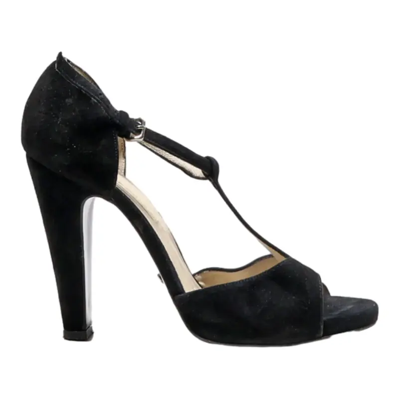 BUFFALO Strappy Heels Black Suede Womens UK 5