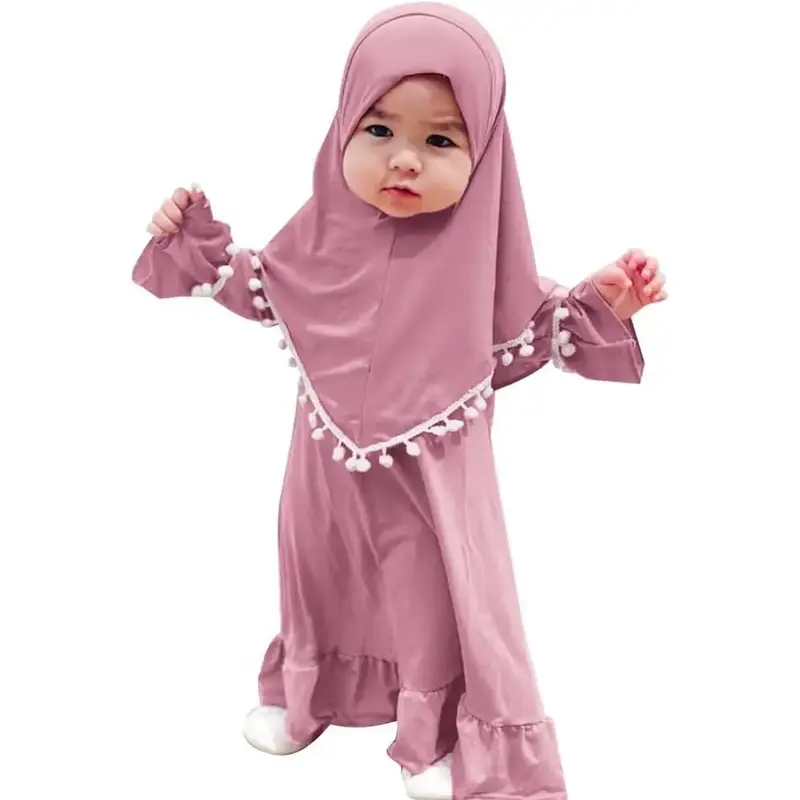 Toddler Baby Girls Hijab Dresses Muslim Abaya Dresses for Girls Middle Modest Outfits