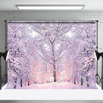 Frozen Wonderland White Snowy Forest Winter Backdrop - Aperturee