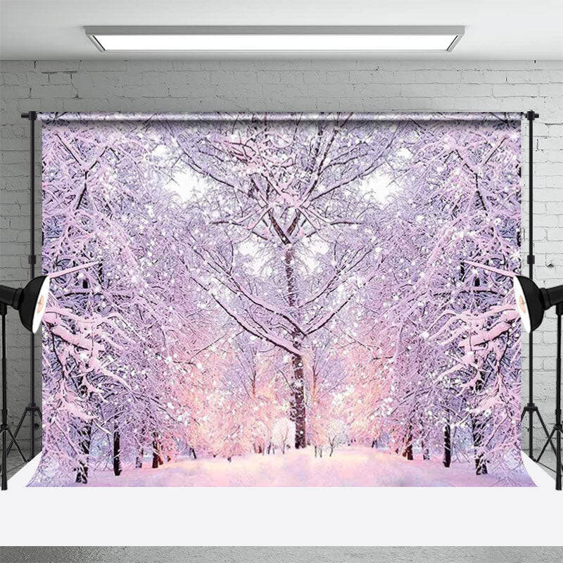 Frozen Wonderland White Snowy Forest Winter Backdrop - Aperturee