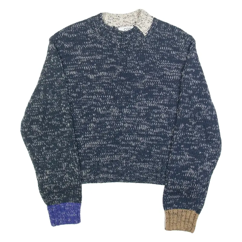 COS Womens Patterned Jumper Blue Chunky Knit M