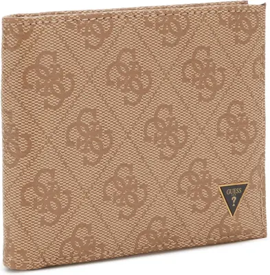 Guess, Vezzola, fabric wallet, small foldable, SMVZLALEA20, brown, for men