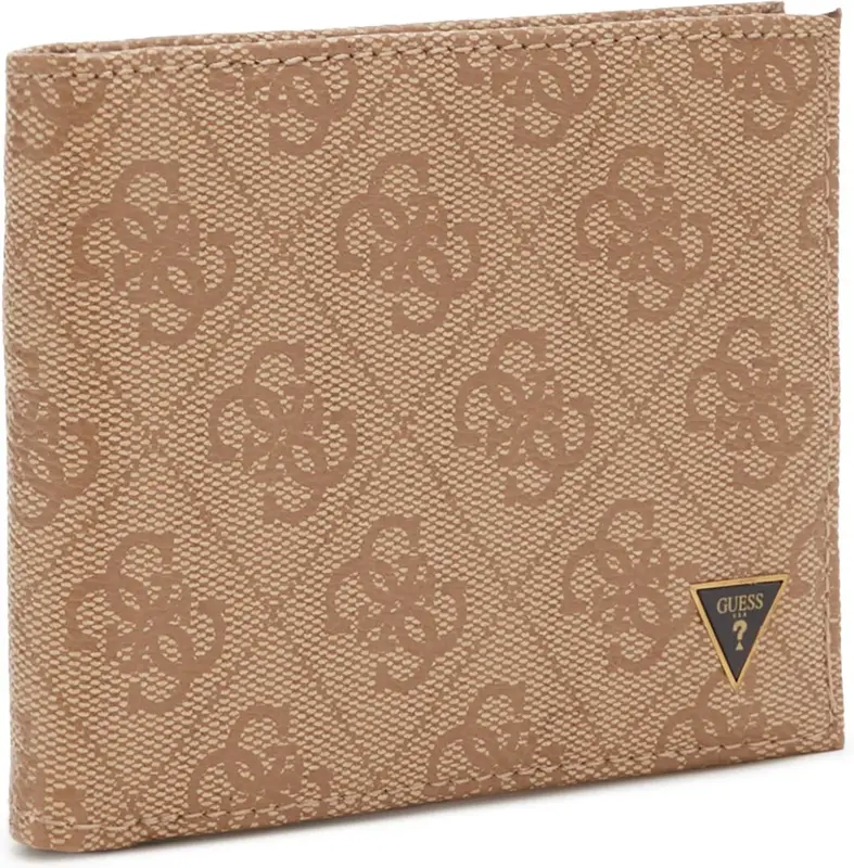 Guess, Vezzola, fabric wallet, small foldable, SMVZLALEA20, brown, for men