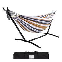 Double Hammock with Stand Included 450lb Capacity Steel Stand, Premium Carry Bag Included and Two Anti Roll Balance Beam