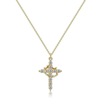 Rhinestone Crown & Cross Pendant Necklace for Women & Men, Fashion Jewelry for Party, Daily Clothing Decor, Trendy All-match ...
