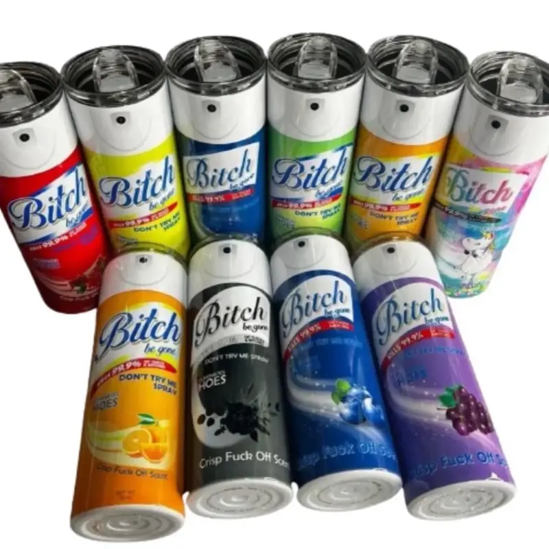 Bitch Be Gone Spray Tumbler 20oz Skinny Sublimation Tumbler with Clear Plastic Lid & Straw Portable Water Bottles Double Wall...