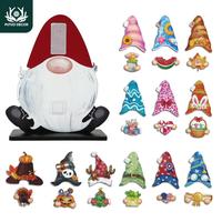 Cute Cartoon Dwarf Figurine Design Wooden Table Decoration, 1/2/6 Sets Gnome Shaped Wooden Table Decor with Changeable Velcro...