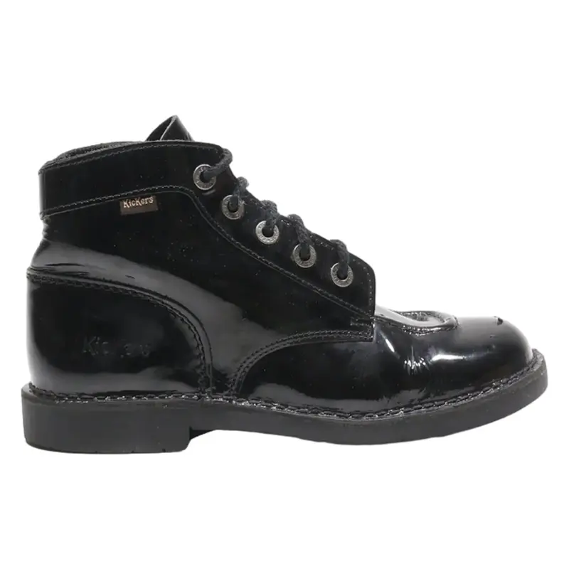 KICKERS Lace-Up Boots Black Leather Womens UK 8