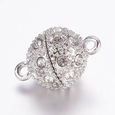 Alloy Rhinestone Magnetic Clasps with Loops