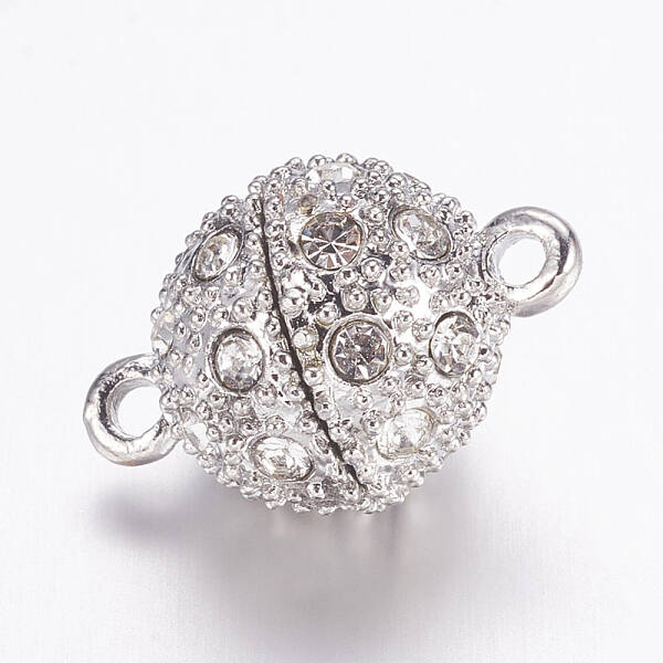 Alloy Rhinestone Magnetic Clasps with Loops