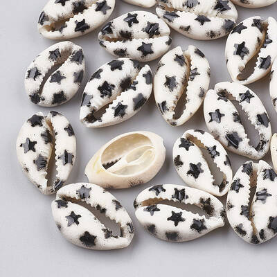 Printed Cowrie Shell Beads