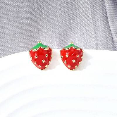Strawberry Brass Stud Earrings