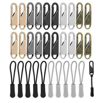 Zipper Slider Repair Kit, 20pcs Detachable Zipper Pull with 10pcs Extension Cord, 2024 Fall Essentials Sewing Accessoriesfor ...