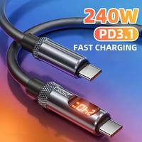 240W Type-C to Type-C Fast Charging Data Cable, PD 3.1 480Mbps Data Transfer Cable, USB-C to USB-C Cable for Laptop, TV, iPho...