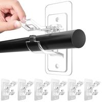 6-Pack No Drill Needed Curtain Rod Holders Brackets, Self Adhesive Rod Holder Hooks, Multipurpose Nail Free Stick on Curtain ...