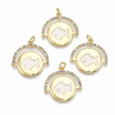 Brass Micro Pave Cubic Zirconia Pendants
