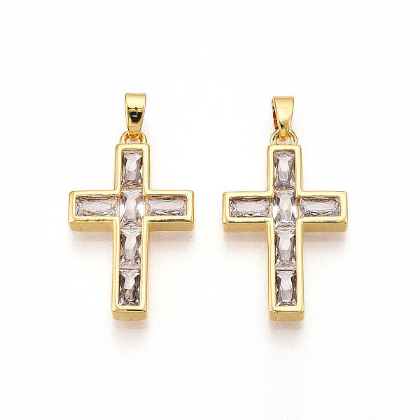 Brass Micro Pave Cubic Zirconia Pendants