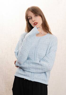 Cardigan M823 Uni Bleu-Ciel | Color: BLEU CIEL | Size: S