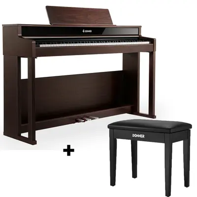 Donner DDP-400 Professional Digital Piano - Brown / Piano+Bench