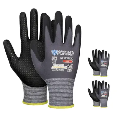 KAYGO Work Gloves MicroFoam Nitrile Coated KG19NB, Seamless Knit Nylon Safety Work Gloves with Micro Dots on palm, Ideal for ...
