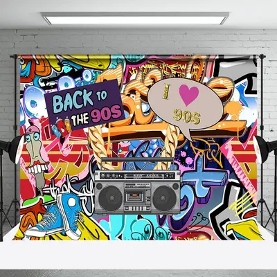 Hiphop Musical Graffiti Back To The 90s Backdrop - Aperturee