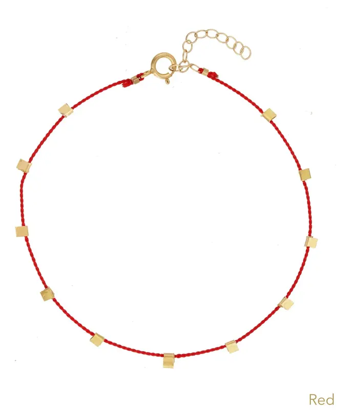 Hilo Anklet | Metal Color: Gold | Color: Red