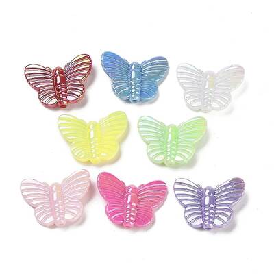 UV Plating Rainbow Iridescent Acrylic Beads