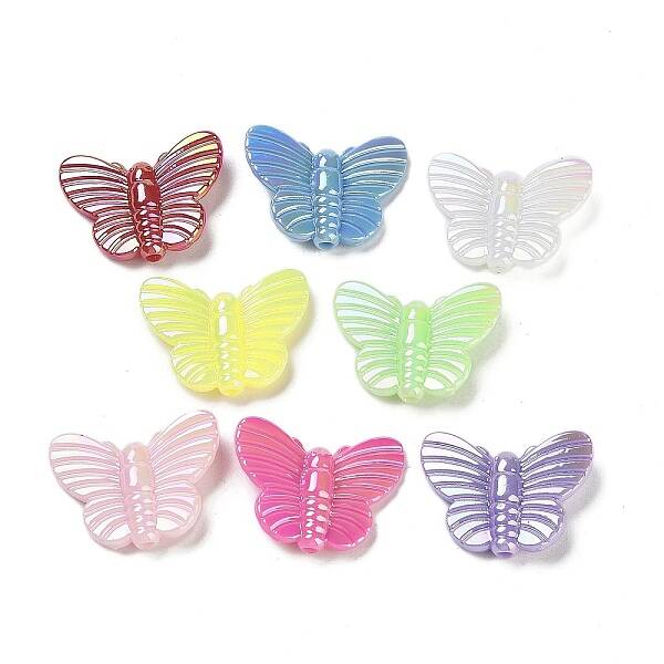 UV Plating Rainbow Iridescent Acrylic Beads