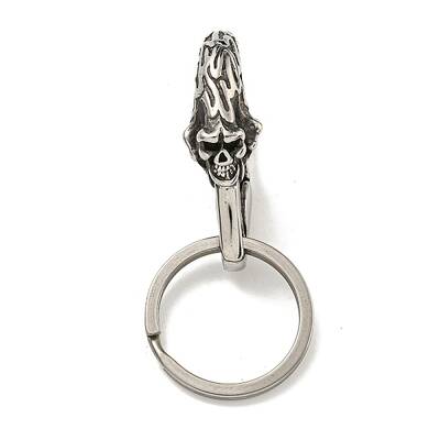 Tibetan Style 316 Surgical Stainless Steel Fittings with 304 Stainless Steel Key Ring