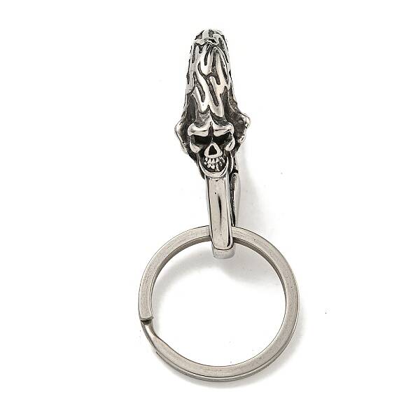Tibetan Style 316 Surgical Stainless Steel Fittings with 304 Stainless Steel Key Ring