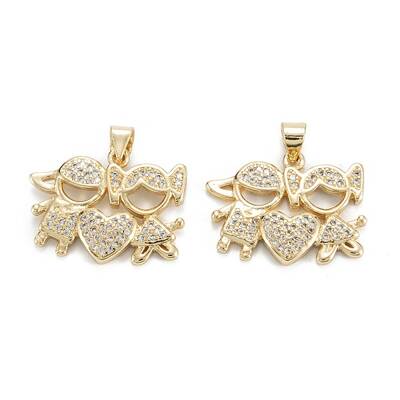 Brass Micro Pave Clear Cubic Zirconia Pendants