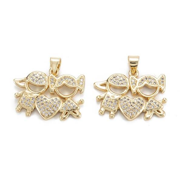 Brass Micro Pave Clear Cubic Zirconia Pendants