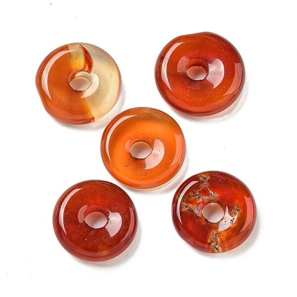 Natural Carnelian Donut/Pi Disc Charms